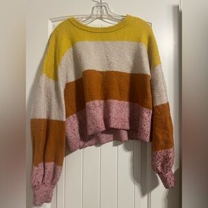 madewell 'gladwell' balloon sleeve fuzzy striped sweater - multicolor - M